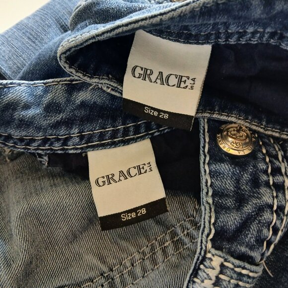 Grace in L.A. Distressed Jeans Set of 2 GUC Size 28 x 32 - Picture 10 of 12